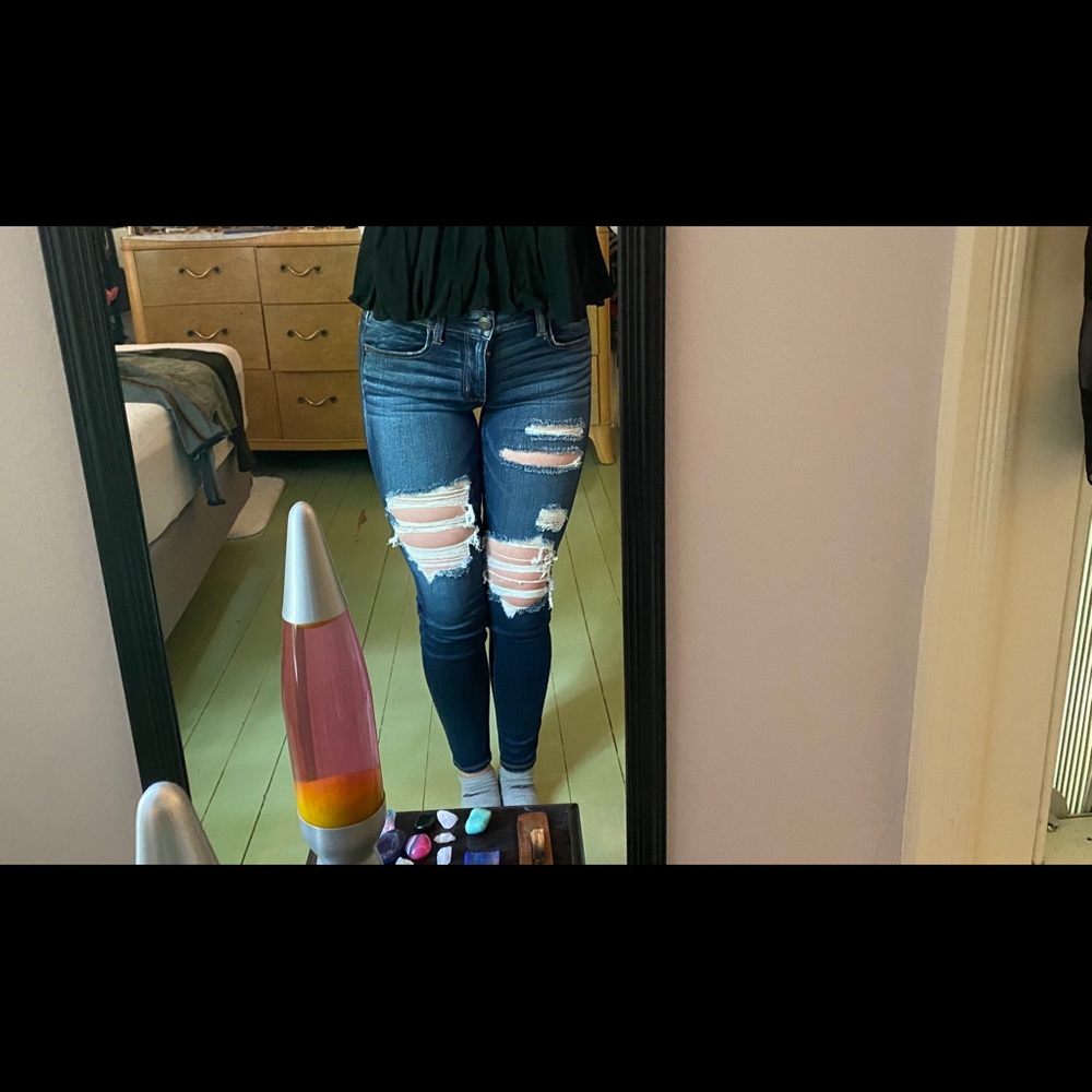 High rise American Eagle distressed denim jeggings